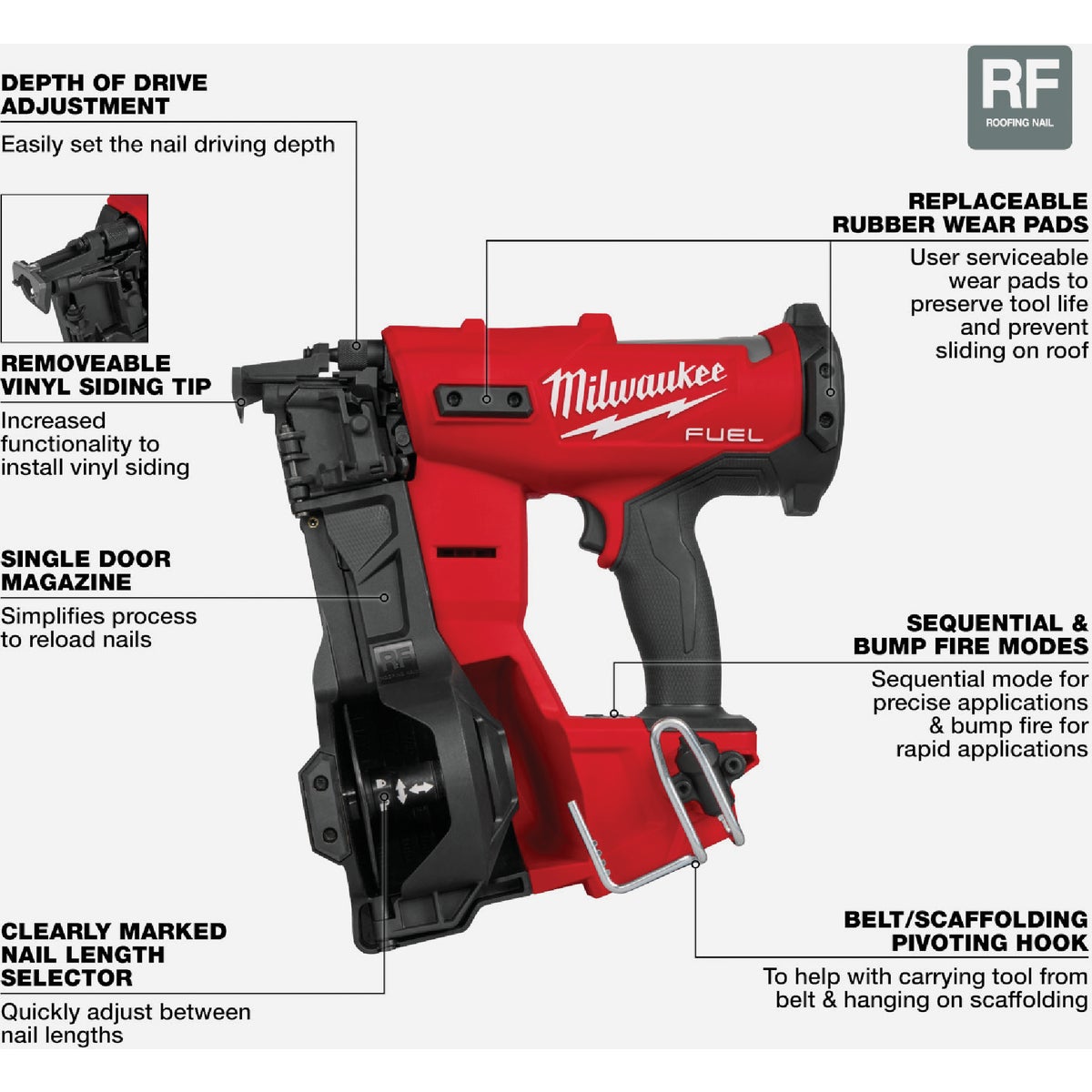 Milwaukee M18 FUEL Brushless Cordless Coil Roofing Nailer Tool Only Anderson Lumber